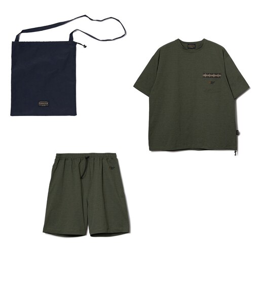 ペンドルトン（PENDLETON）カリキュロライトジャージセット (半袖Tシャツ/ショーツ/バッグ) 19802291カーキ