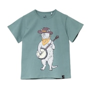ゴースローキャラバン（GOSLOWCARAVAN）ジュニア USA COTTON バンジョー猫 半袖Tシャツ 361923 GRN