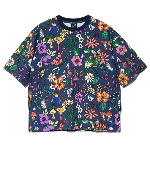 ゴースローキャラバン（GOSLOWCARAVAN）サッカー 総柄プリントTシャツ 366112 NAV