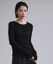 【es】シアーリブアシメレイヤードカットソー