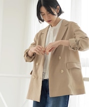 【UV/接触冷感】ダブルブレストジャケット《防シワ加工/洗える》