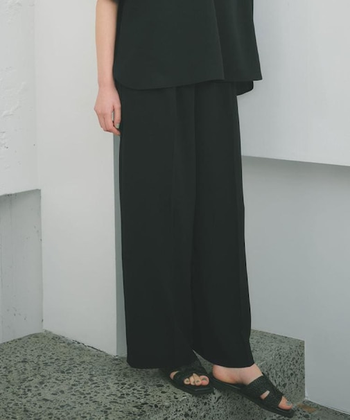 【ストレッチ/防シワ/洗濯機OK】美脚イージーワイドパンツ《SS~LL/7col/セットアップ可/丈が選べる》