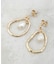メタル×フェイクパールスイングデザインピアス