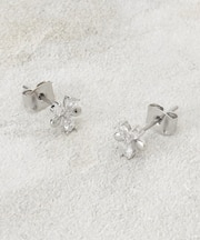 ビジュー×メタルフラワーミニピアス