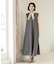 【接触冷感】麻混シアーVネックフレアワンピース《洗濯機OK》