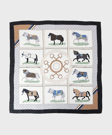 大判スクエアデザインスカーフ【洗える】