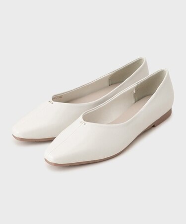 【軽量/通勤対応】スクエアトゥフラットパンプス