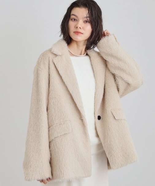 纏うだけで大人上品 シャギーチェスターハーフコート