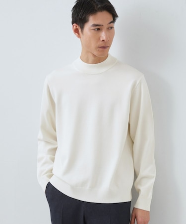 【冬のビジネスシーンに最適】シルキーモックネックニット 洗濯機OK