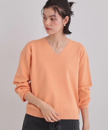 【S-XLサイズ/上品見えが叶う】Vネックニット/洗濯機OK