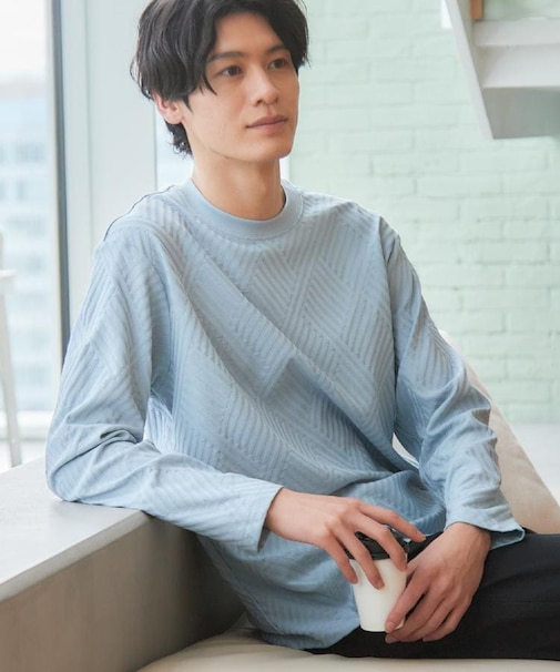 【長く愛せる、定番ロンT】リンクスジャカード長袖Tシャツ