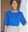 【S-XL/ひんやりタッチ】美しさ際立つ 6分袖ニット 洗濯機OK/UVケア/毛玉になりにくい