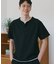 【1枚でちゃんとして見える】ヘンリーネック レイヤード風 半袖Tシャツ 洗濯機OK