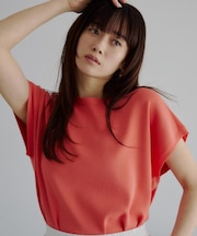 【S-XL/ひんやりタッチ】多機能フレンチスリーブニット 洗濯機OK/UVケア/毛玉になりにくい