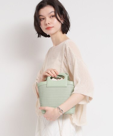 合皮型押しメッシュショルダーバッグ