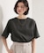 【M-XL/二の腕カバー】さらり麻調メッシュ5分袖ブラウス