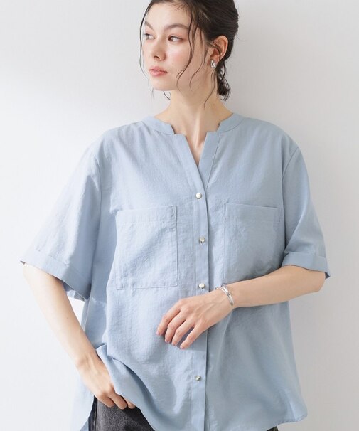 【M-XL/秋始めにちょうどいい】細見え5分袖Wポケットシャツ