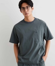 【接触冷感/洗濯機OK/セットアップ可】ナイロンストレッチ半袖Tシャツ