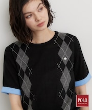 POLO BCS/アーガイル5分袖ニット