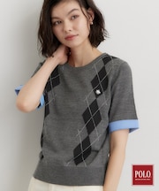 POLO BCS/アーガイル5分袖ニット