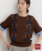 POLO BCS/アーガイル5分袖ニット
