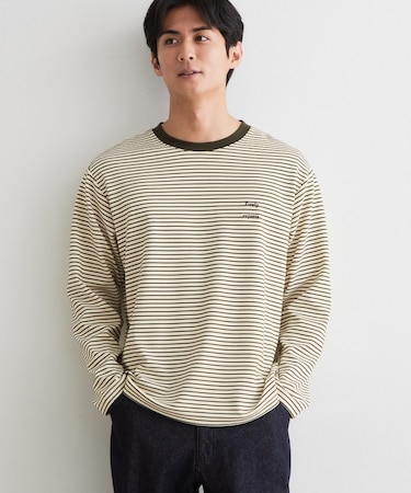 【洗濯機OK】リップルボーダー長袖Tシャツ