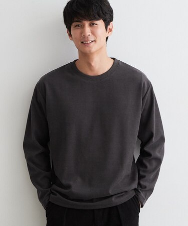 【洗濯機OK】カノコ編み 長袖Tシャツ