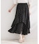 【洗える】シャーリングティアード ドット柄スカート