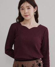 【デコルテ美しく】ハートネック テレコトップス