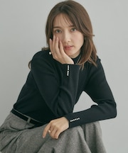 【大人フェミニンのBASIC】パール調リブニット【吸湿発熱・静電気防止・抗菌防臭・洗濯機可】