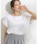 【洗える/S-LL/体型カバー】レース使いが華やか フレンチスリーブコットンTシャツ