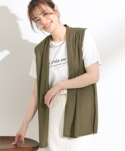 【S-LL/2点セット/体型カバーにも】着回しいろいろ ジレ+ロゴTシャツ