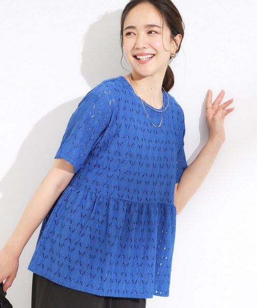【S-LL】インせず決まる レースペプラムトップス