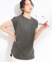 【S-LL/汗ジミ軽減/ひんやり/UV】インせず着られる フレンチスリーブTシャツ