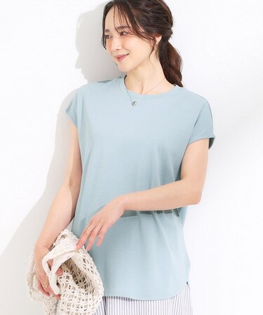 【S-LL/汗ジミ軽減/ひんやり/UV】インせず着られる フレンチスリーブTシャツ