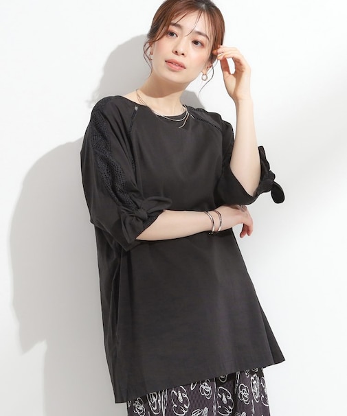 【S-LL】お袖デザインが華やか はしごレースチュニック
