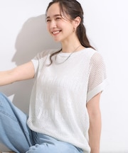 【2点セット/S-LL】キラリと光るラメがポイント メッシュロゴニット+タンクトップ