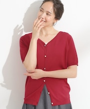 【洗える/S-LL/前後2WAY】きれい見え 刺繍ニットカーディガン