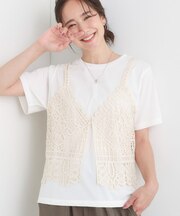 【2点セット/ひんやり】レースビスチェ+Tシャツ