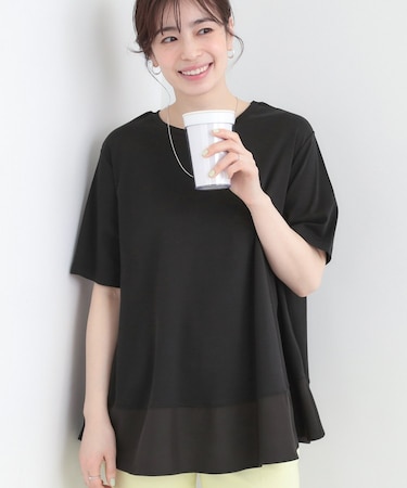 【UV/抗菌防臭/洗濯機可】体型カバーも叶う 裾切り替えAライントップス