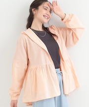 【S-LL/体型カバー】日焼け対策にも女性らしさを UVカットペプラムパーカ