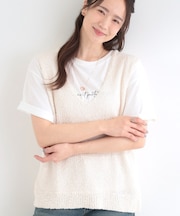 【2点セット/S-LL】ニットベスト&ロゴTシャツSET