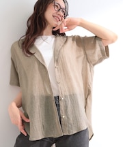 【S-LL】ナチュラルに決まる 半袖シアーシャツジャケット