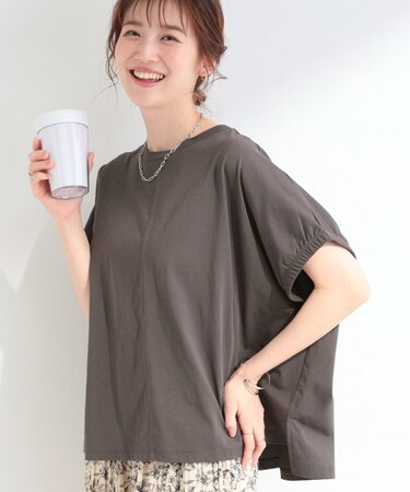 【洗濯機可】シンプルにこなれて見せる お袖ギャザードルマンTシャツ