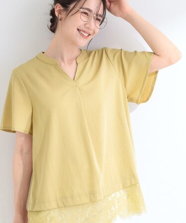 【S-LL/洗濯機可】軽凛(かろりん) 楽に着られて上品 裾レーススキッパーブラウス