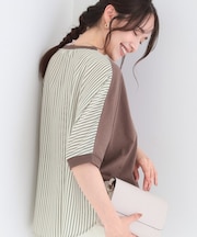 【体型カバー/洗濯機可】二の腕隠れる 前後切替ドルマンTシャツ