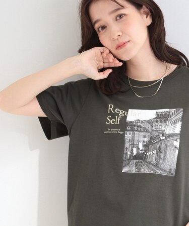 【S-LL/洗濯機可】大人のベーシックカラープリントTシャツ