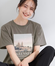 【UV/S-LL/洗濯機可】真夏に着たい裾レースが女性らしさをプラスする プリントアソートTシャツ