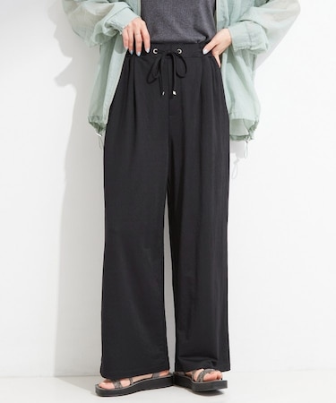【S-LL/洗濯機可】カノコ編みでさらっと快適 リラックスワイドパンツ