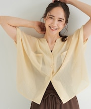 【洗濯機可/選べる6色】程よいシアー感が涼し気 ゆったりワッシャードルマンブラウス